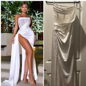 White corset satin gown - Miss Circle